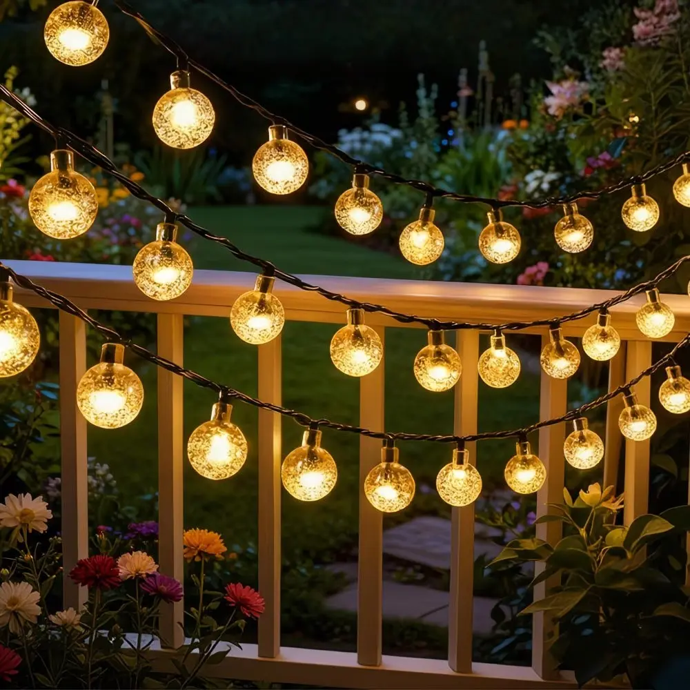 Solar Bubble Ball String Lights, Waterproof Led Lights, Led Outdoor Waterproof, 8 Lighting Modes, Ip44 Protection, Garden, Trees, Yard, Wedding Party, Holiday Atmosphere, Christmas Decorations