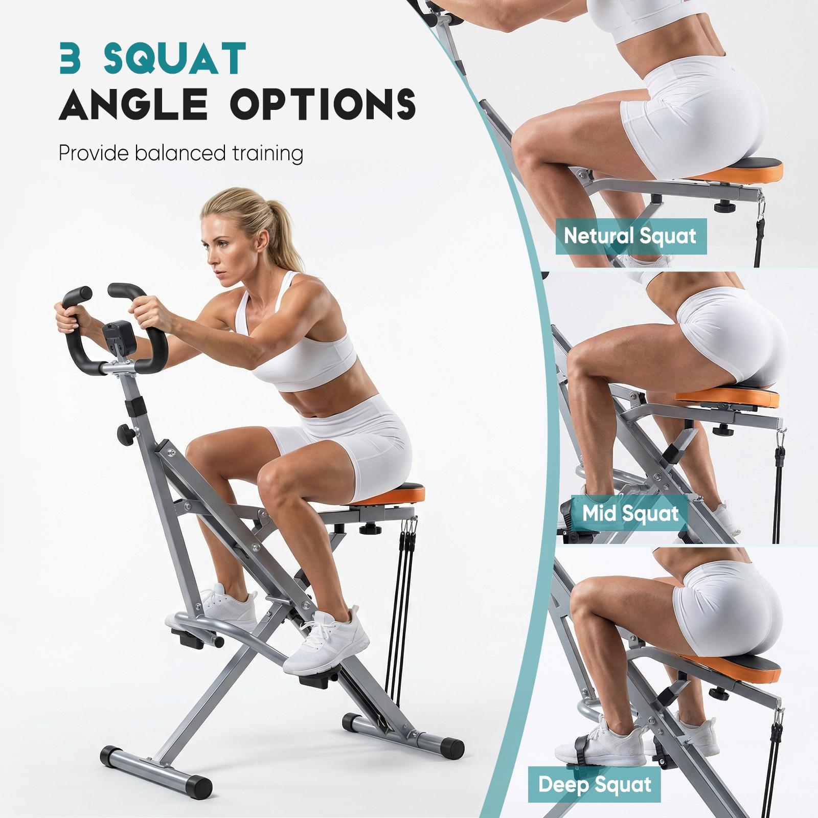 Squat Machine, Deep Squat Rowing Machine for Home, Easy Setup & Foldable Exercise Equipment, Glute Trainer Machine with 2/3 High-Strength Resistance Bands, Glutes & Leg Home Workout Machine Home squat machine, a 330-pound weight-bearing lower body