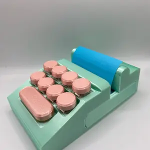 Retro Typewriter Fidget Clicker Sticky Note Dispenser Mint Green and Pink, Functional Desk Decor, Stress Relief