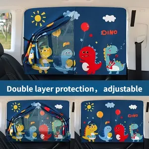 Thickened Magnetic Car Window Curtain, Dual-Sided Cartoon Print Sunshade, Heat Insulation Side Window Cover, 1 Piece Pack