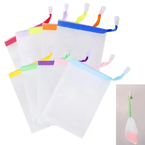 10 PCS Soap Bags Handmade Soap Bubble Mesh Bags Exfoliating Soap Saver Pouch Net Bags with Drawstring Body Facial Cleaning Tool for Bath and shower, Assorted Colors