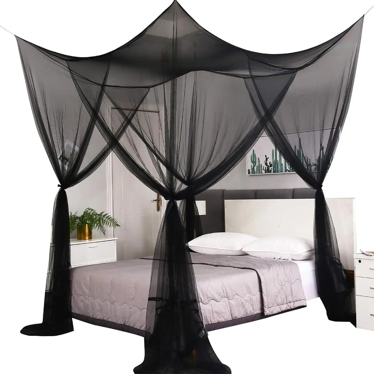 Four-Corner Hanging Mosquito Net Canopy, Breathable Fine Mesh Bed Curtain Set, Lightweight Insect Blocking Indoor Accessory For Bedroom Rest, Home Sleeping Space Partition And Temporary Outdoor Camping Anti-Mosquito Use
