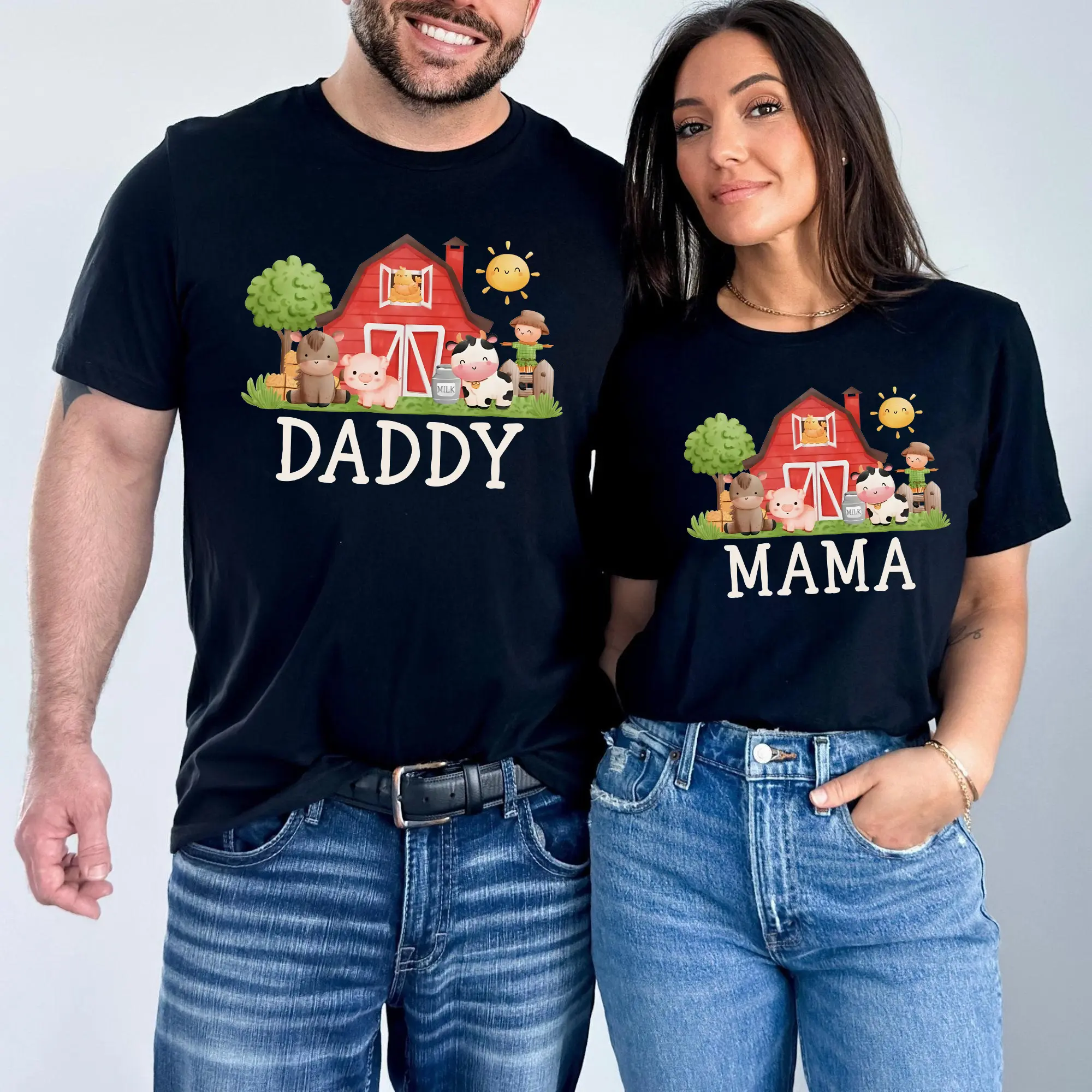 Barn Theme Party, Farm Theme First Birthday Shirt, Farm Animal Birthday Shirt, Family Matching Barn Birthday T-Shirt, Cow 1st Birthday Shirt