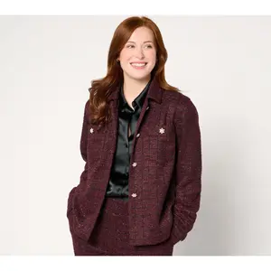 Dennis Basso Textured Knit Boucle Jacket with Sparkle