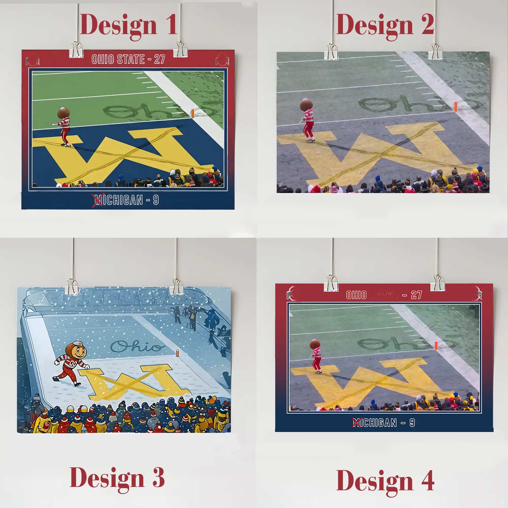 [Poster_No Frame] Brutus Buckeye Ohio Snow Premium Satin Poster, Ohio Football Team Drinkware Poster, Sport Poster