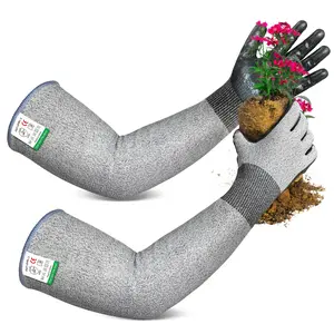 Evridwear Long Gardening Gloves with Cut Resistant Sleeves and Anti-slip Nitrile Coated Palm - 1 Pair, for Gardening and Landscaping Diy Projects Construction