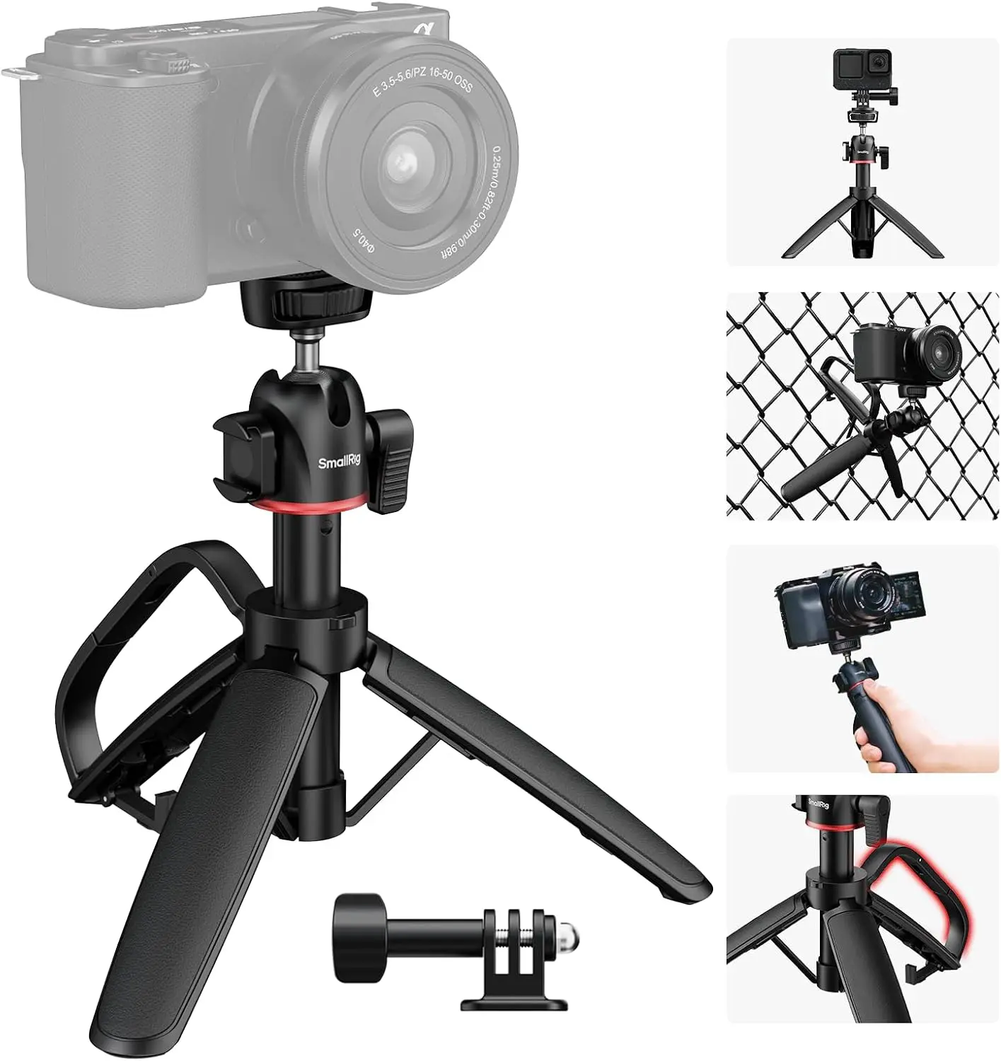 Small Camera Tripod Selfie Stick, Extendable 8"-15" Mini Handheld Carabiner Tripod with Mantis Hook, 360 °   Ball Head, Cold Shoe Mount, 1/4"-20 Screw for DSLR, Adapter for DJI, for GoPro - 5285