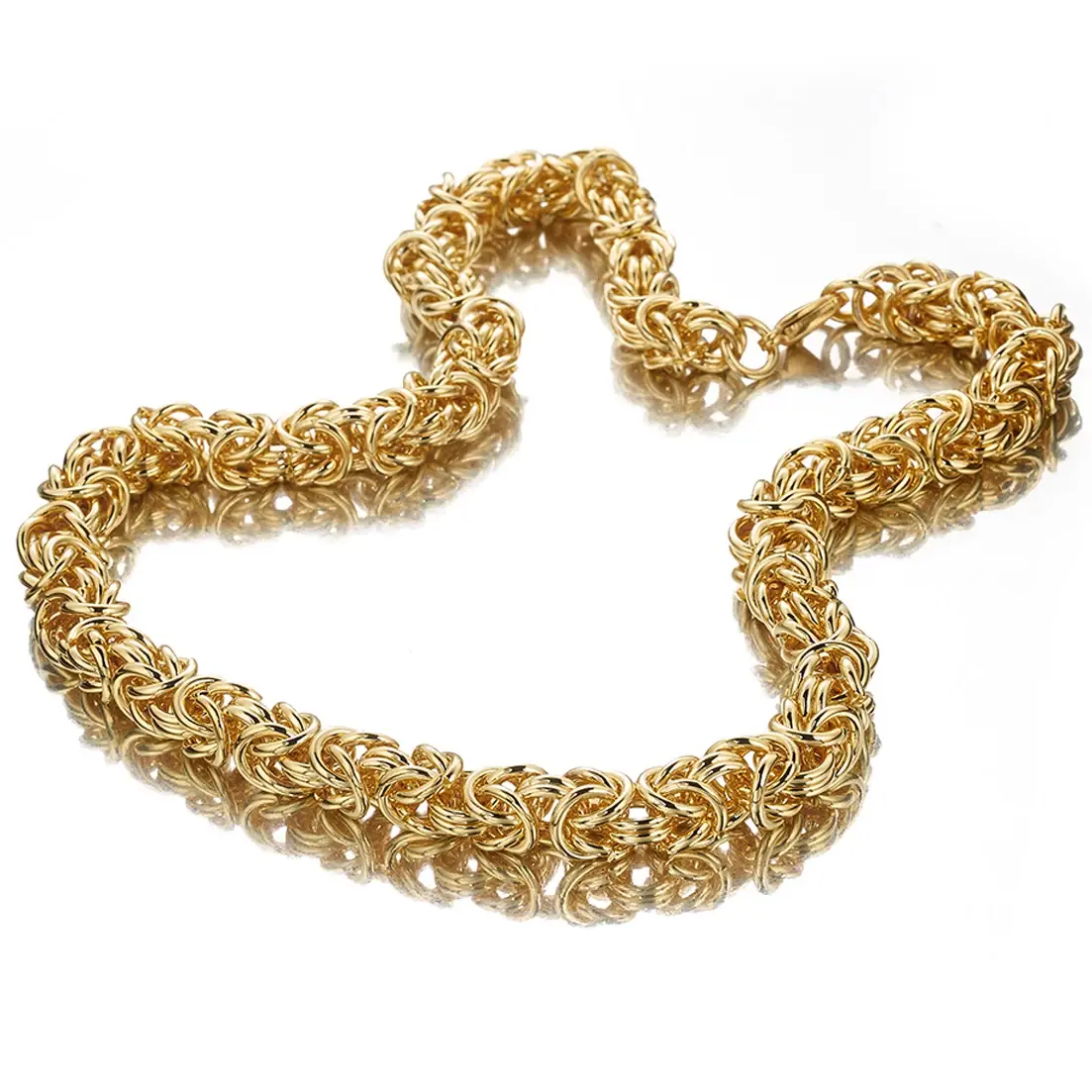 10MM Thick 18K Gold Plated Byzantine Chain Necklace, Adjustable Fit Costume Jewelry for Men and Women; Also Available as Bracelet