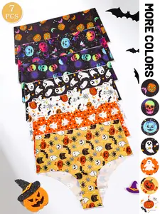 Women's All Over Halloween Print High Waist Knicker, Fashion Comfy Breathable Seamless Panty for Daily Wear, Soft Underwear for All Seasons