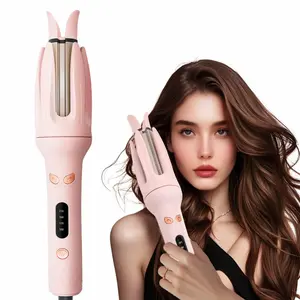 [Black Friday] Automatic Hair Curling Iron, 28mm Hair Curler, Negative Ion Automatic Hair Hair Curl Wand, 4 Modes Temperatures Rotating Curling Iron for Women, Hair Styling Tools for Home, Automatic Curling Stick Baby Pink