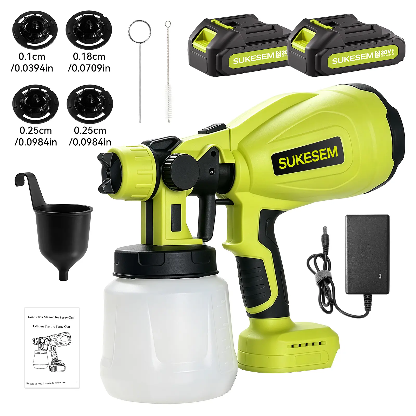 SUKESEM High Pressure Electric Airless Paint Sprayer, HVLP Spray Gun with 3 Spray Modes, Comes with Battery and Charger, Ideal for House Painting, Furniture, Cabinets, Fences, Walls, Doors and Home Auto Repair.