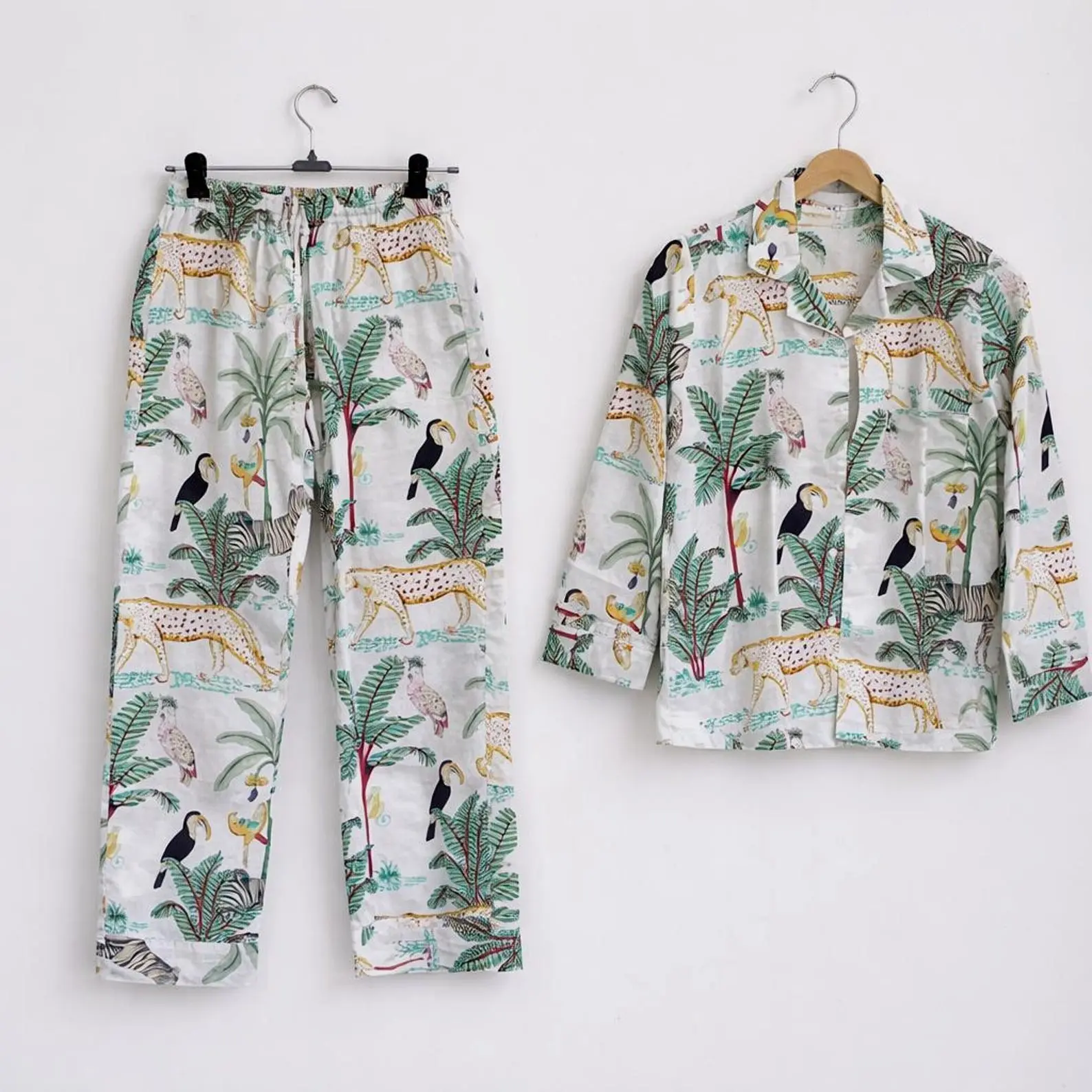 Women's Cotton Pajama Set, Indian Floral Hand Block Print Nightwear, Soft Lounge Clothes, Cozy Sleepwear Gift