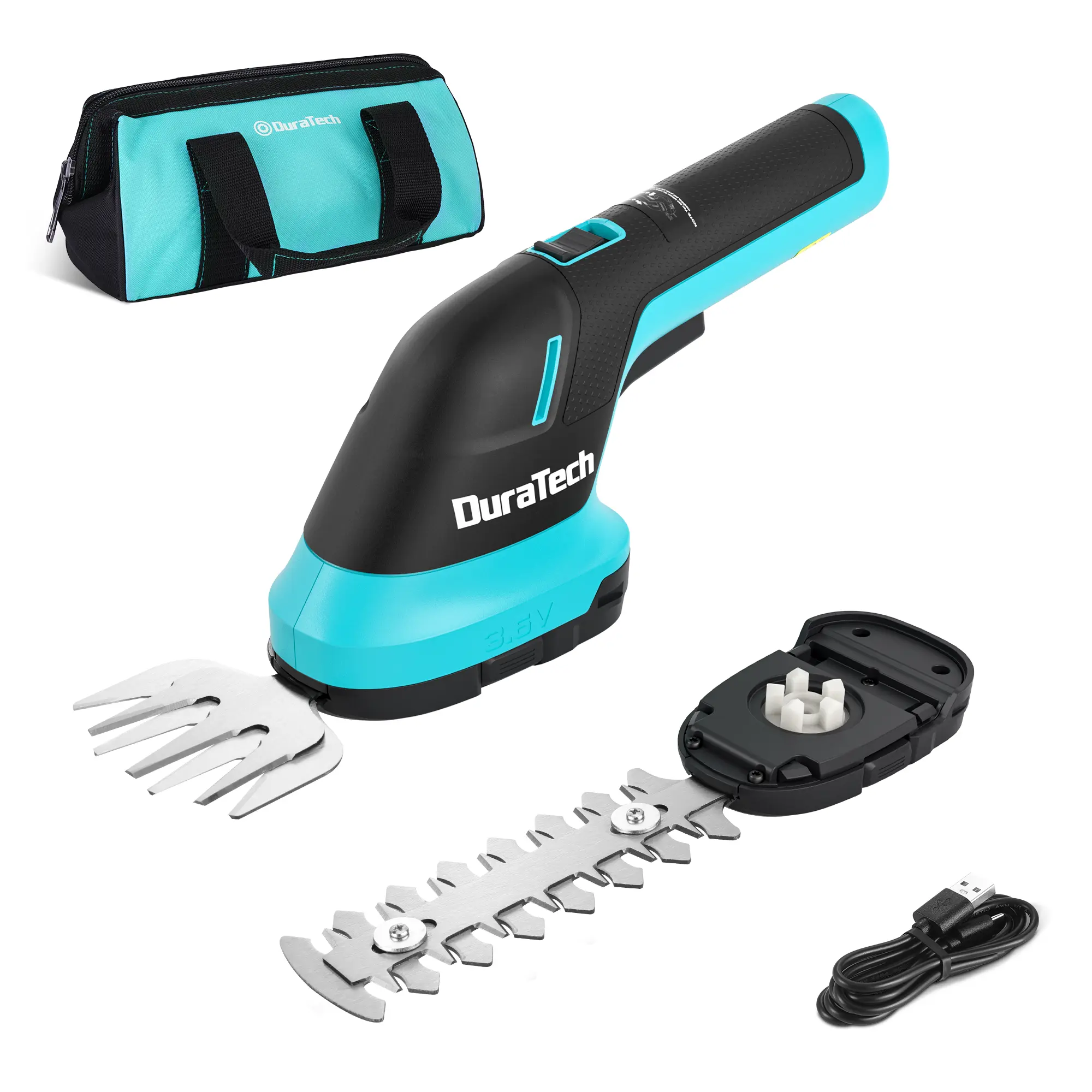 #fathersdaygift DURATECH Cordless Hedge Trimmer, 2-in-1 Handheld Rechargeable Grass Trimmer & Hedge Shears with USB Type-C Cable, Built-in Li-ion Battery, Electric Shrub & Grass Shears for Garden, Yard and Lawn
