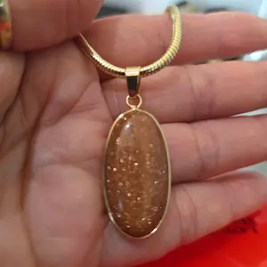 Cadena Cordon Largo con Venturina 14kl Goldplated Lindo Cordón Gargantilla con Osa del Amor 14kl Goldplated XP Uso Diario de Alta Calidad