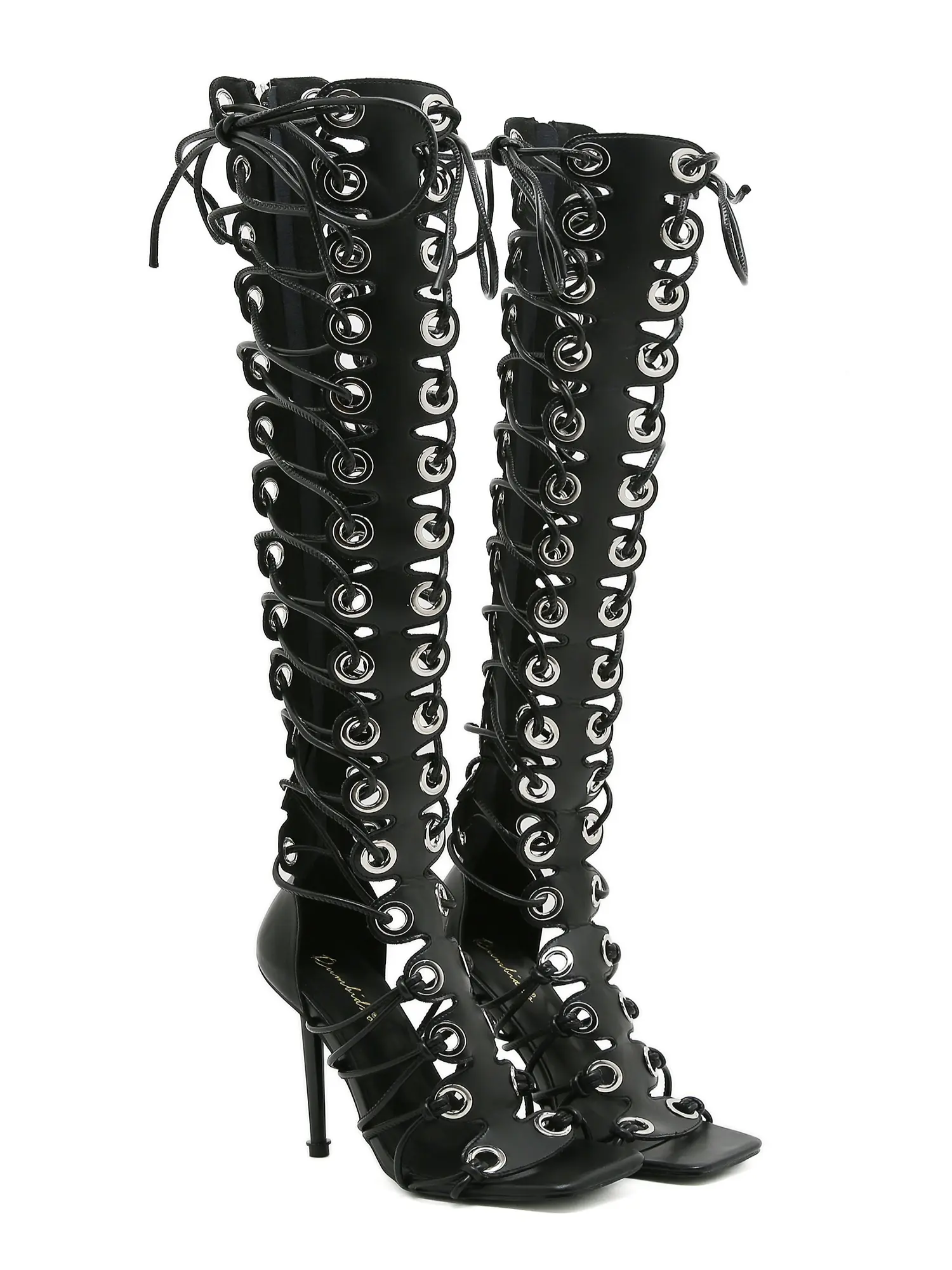 Fashion Women Gladiator Sandals Stiletto High Heel Summer Boots Lace Up Cross-tied Sexy Sandals Mesh Over Knee Party Shoes summervibes