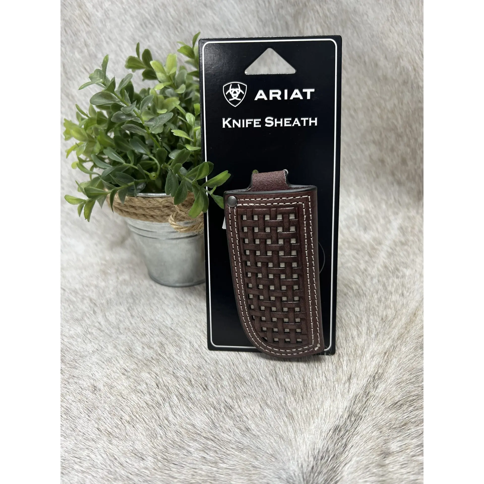 Ariat Knive Sheath Basketweave Brown Leather Ariat Knive Sheath Basketweave Brown Leather