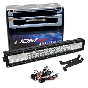 iJDMTOY Lower Grille Mount 21-Inch LED Light Bar For 2017-up Ford F250 F350 F450, Includes (1) Triple-Row High Power LED Lightbar, Lower Bumper Opening Mount Brackets & Switch Wiring Kit