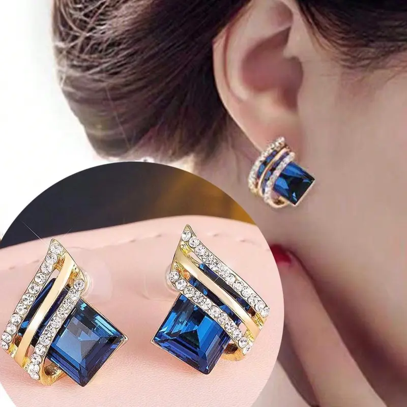 Elegant Crystal Decorative Earrings, Perfect for New Year and Valentine's Day, Ideal for Weddings and Everyday Wear, Stud Earrings Jewelry, Ear Crystals, Ear Accessories, Shining Earrings, Party Earrings