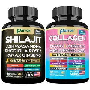 Shilajit and Collagen Bundle - Parrox Dietary Supplement for Energy, Focus, Skin & Hair Wellness - Made in USA