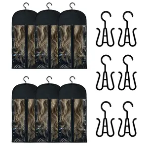 6PCS Wig Storage Bags with Hanger, 23.6" x 11.8", Travel-Friendly & Breathable Storage for Wigs