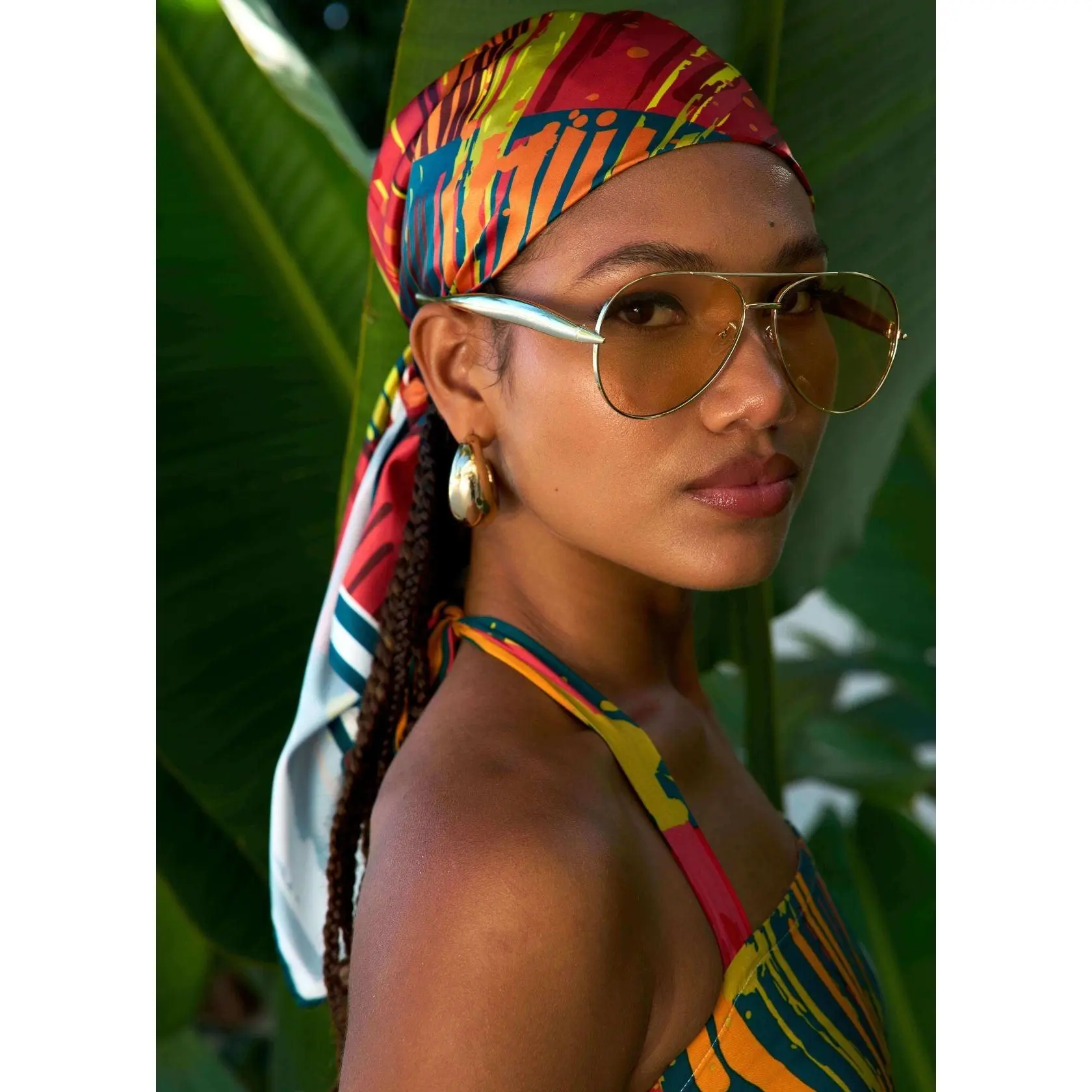 Abeni Women's African Print Scarf (Forest Paint Splatter)