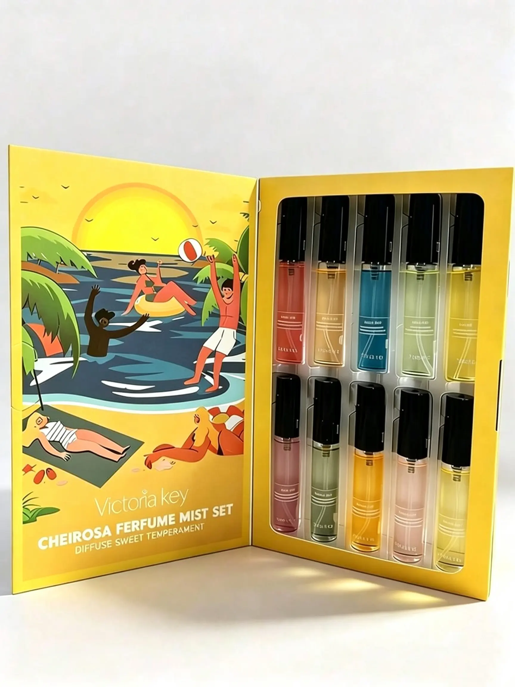10-Piece Beach Digital Fragrance Set Spray, Containing 5 Different Scents | Long-Lasting, Natural, Fresh, Elegant, Portable Air Freshener Spray | Essential For Travel And Vacations, Suitable For Parties, Gatherings, Valentine's Day, And Birthday Gifts.