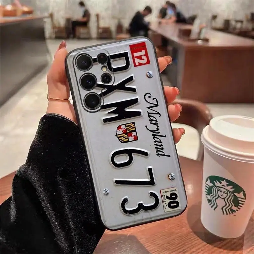 Retro Vintage License Plate TPU Smartphone Casing for Samsung Galaxy S26 S25,S24, S23 Ultra Plus,   Plate TPU Non-Slip Handheld Protection Shockproof