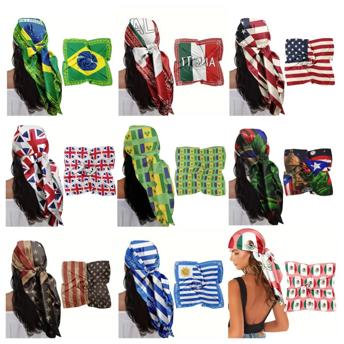 US-Canada- Mexico Soccer 2026 Herringbone Satin Bandana Scarves Vintage Hair Scarf Cowboy Western Neck Scarf Festival Outfit Gift For Fan