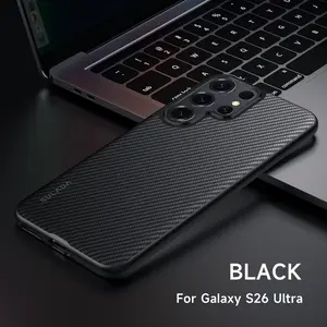 High-End Carbon Fiber Magnetic Phone Case Cover for Samsung Galaxy S26 Ultra S25 Ultra S26 Plus S25 Plus, Wireless Charging, Car Mount, Anti-Slip