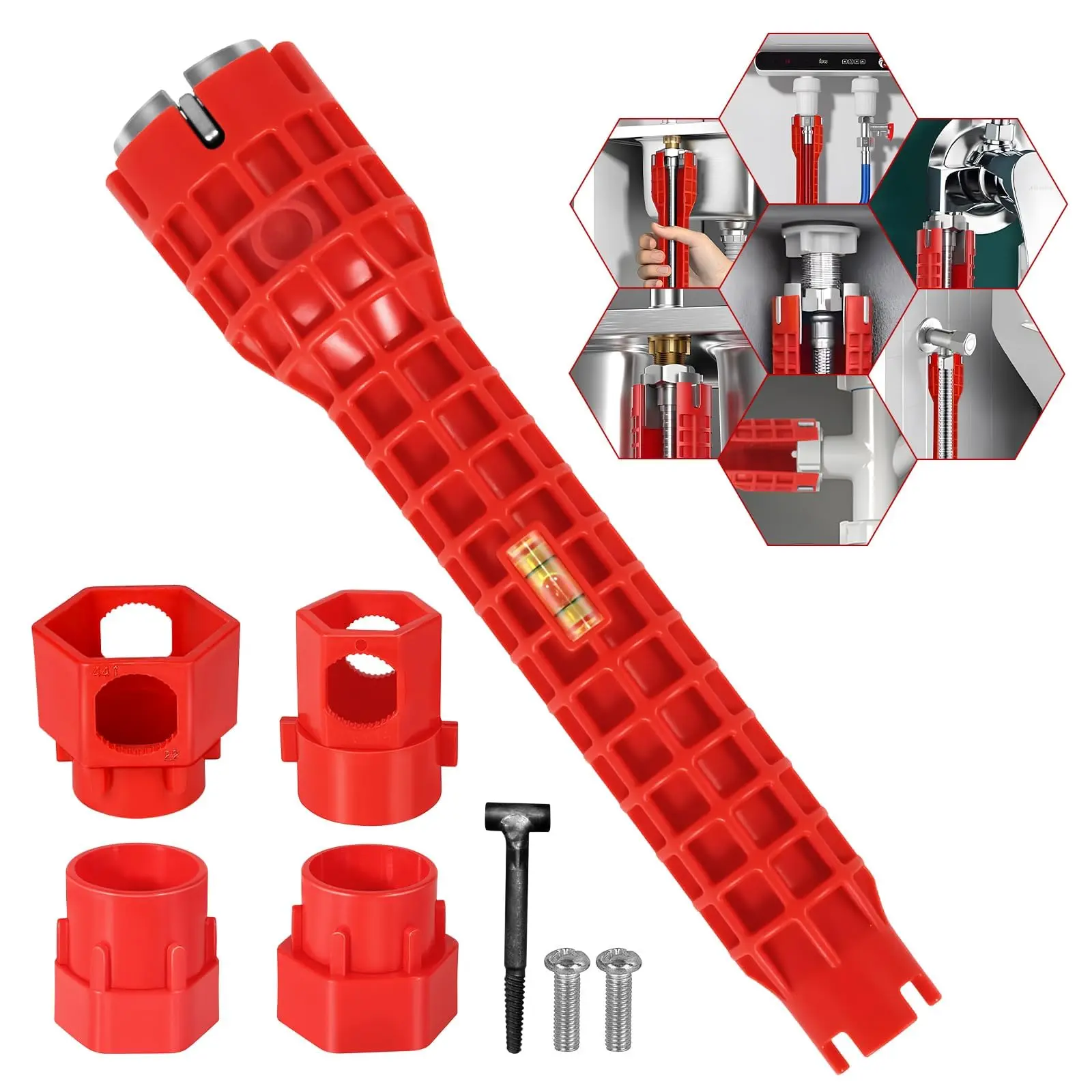 Sink Faucet Installation & Repair Tool, 14 in 1 Multifunctional Sink Faucet Repair Wrench, 14-in-1 Multifunctional Sink Installation Tool, Plumbers Wrench for Kitchen Bathroom Pipe Maintenance