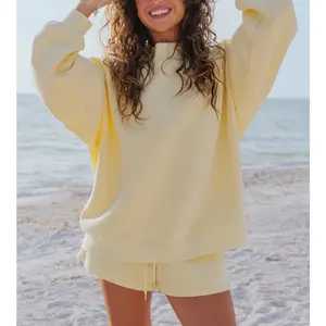 Women 2 Piece Outfits Sweat Shorts Sets Oversized Casual Lounge Matching Set Sweatsuit Tracksuit 2025 Fall Clothes