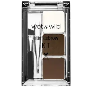 wet n wild  Free ship Ultimate Eyebrow Makeup Kit, Long-Lasting Matte Brow Powder, Tweezers, Wax & Brush, Built-In Mirror, Purse-Friendly Compact - Dark Brown powder  brows