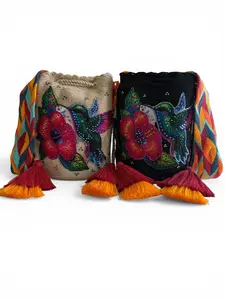 Wayuu Bag L Hummingbird Decorated Unique Handmade Artisan Bag
