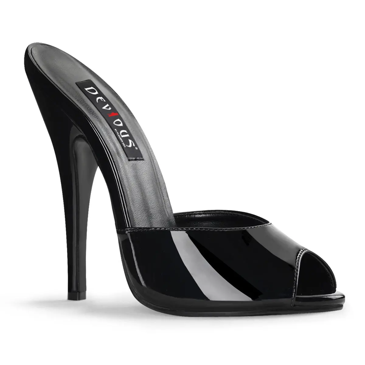 Women's DOMINA-101 Black Patent Leather Stiletto Mule Pumps - 6-in High Heel, Glamorous Footwear
