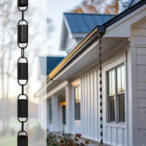 Rain Chains Direct - Channel Link Rain Chain - 8.5 FT - Durable Black Powder-Coated Aluminum - Premium Rain Chains for Gutters