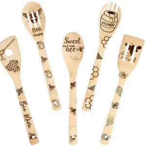 6/ 5/ 1pc Sunflower Cutting Board And Cooking Spoons Kit- 5pcs Sunflower Wooden Carved Utensils And 1pc Bamboo Chopping Board Kitchen Supplies Home Decoration for Christmas Mother Grandma Friends Gifts