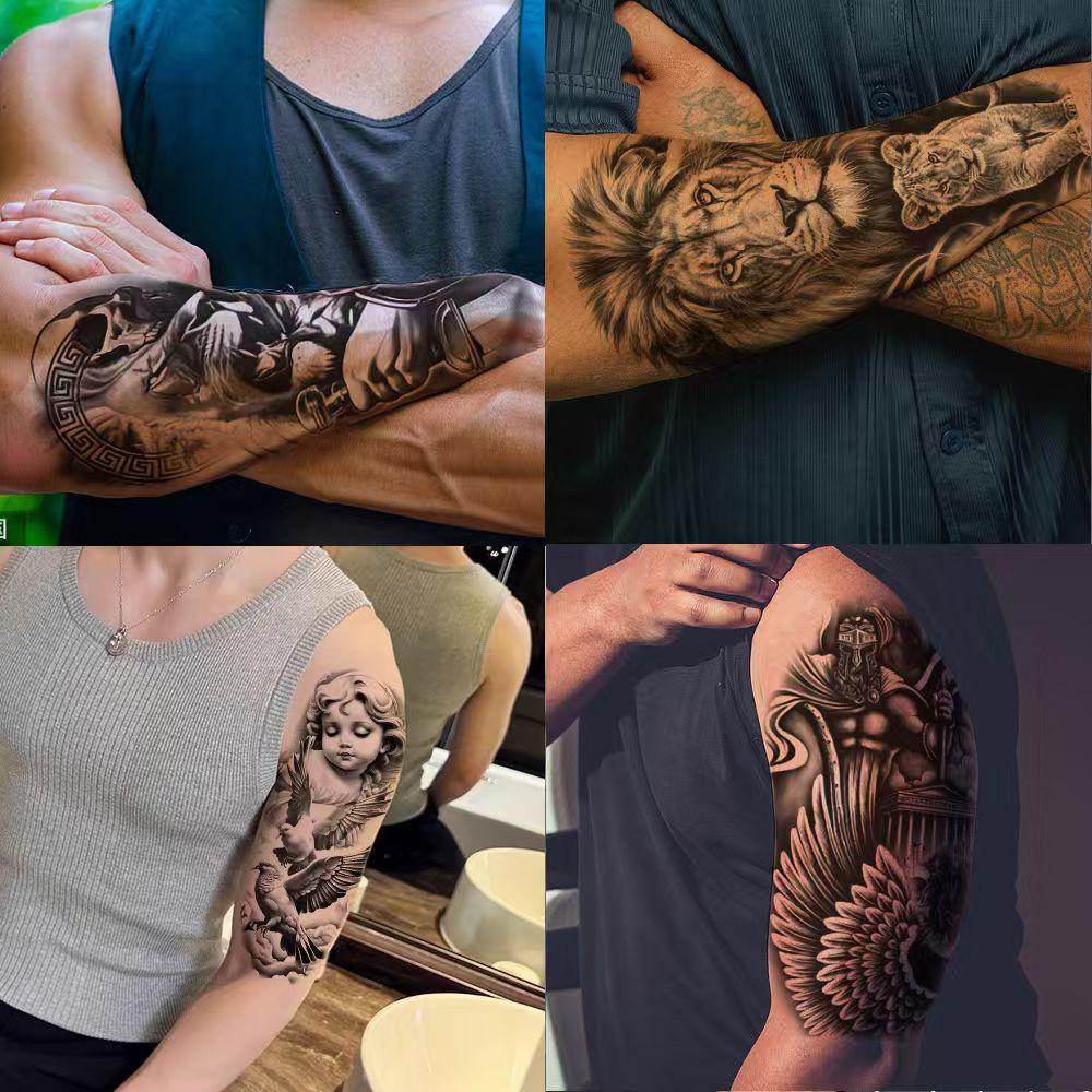 76 Sheets Large Black Temporary Tattoo Stickers - Tribal Wolves, Tigers, Lions, Snakes, Skulls, 12 Fake Tattoo Stickers for Men & Women Arm Designs 76 Sheets Large Black Temporary Tattoo Stickers - Tribal Wolves, Tigers, Lions, Snakes, Skulls, 12 Fake Tattoo Stickers for Men & Women Arm Designs
