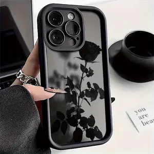 Gao Zhu Black Rose Pattern Cellphone Casing - Handheld Devices Accessory for iPhone 6s,7 Plus,8 Plus,XR,11,11Pro,11ProMax,12,12Pro,12ProMax,13,13Pro,13ProMax,14,14Plus,14Pro,14ProMax,15,15Plus,15Pro,15ProMax,16