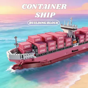 Creative Cargo Container Ship Large Freight Boat Set, Home Decoration, Birthday Gift Set, Suitable for Kids over 8 Years, 1446 Pieces