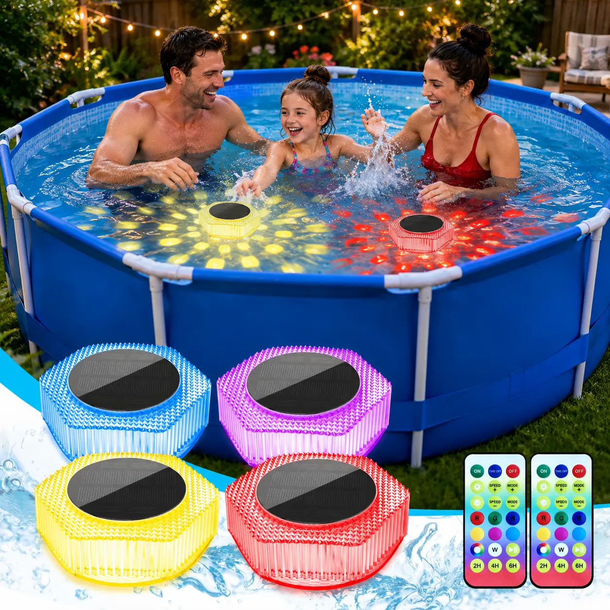 Avatar Controls Floating Pool Lights Solar Powered, RGB Color Changing Solar Pool Lights that Float with Dynamic Lighting Effects, IP68 Waterproof Swimming Pools Light for Party Decor(2/4Pack) Mother's Day Gifts summergarden