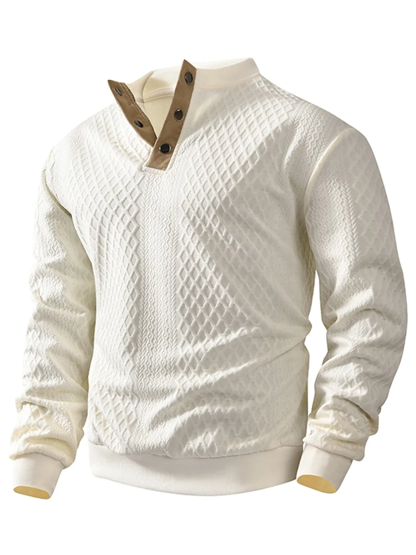Men's Spring Knitted Polo Neck Long Sleeve Tight Fit Sweater, Casual Daily Wear, Trendy Simple Pullover, Essential Men's Clothing