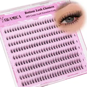 Bottom Lash Clusters 5-7mm DIY Lower Lash Extensions Natural Wispy Bottom Individual Lashes Clusters Tiny Soft Band Eyelash Clusters Under Cluster Lashes for Bottom Eyelash Extensions by Yawamica