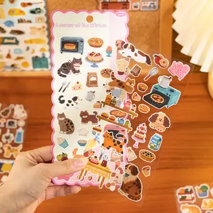 Animal Theme Stickers Set, 12 Sheets/bag (6 Styles X 2 Sheets), Copper Paper Material, Cute Daily Life Series, Multi-Scene Decorations