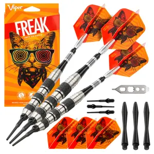 Viper The Freak Darts Soft Tip Darts Knurled and Shark Fin Barrel Dartboard Stand