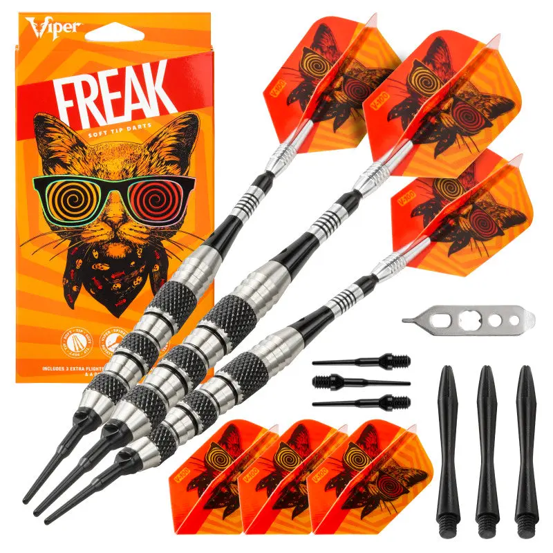 Viper The Freak Darts Soft Tip Darts Knurled and Shark Fin Barrel Dartboard Stand