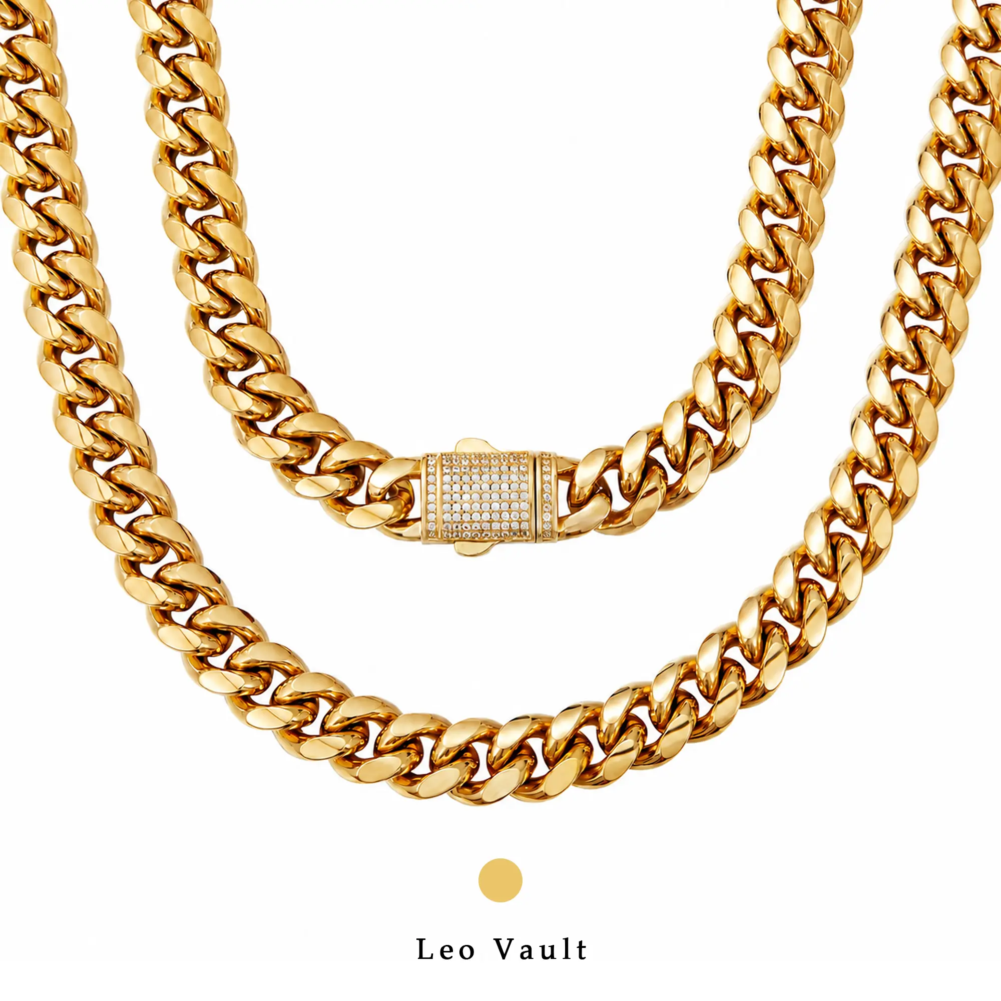 Unisex Gold Tone Cuban Chain Necklace - Stainless Steel Jewelry, Chunky Link, Iced Clasp, Multi-Size Daily Wear Statement Necklace