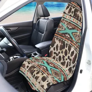 Aztec Car Seat Cover Towel, Brown Cow Print Sweat Towel Universal Car Seat Cover, Waterproof Non Slip Bucket Seat Protector for Surfing, Yoga, Gym, Workout