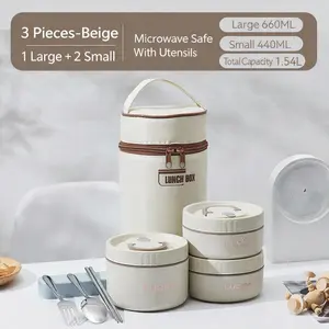 3 Pcs Portable Insulated Lunch Container Set for Adult, Stackable Stainless Steel Bento Box for Hot Food with Insulated Lunch Bag Unisex 3 Separate Thermal Food Container