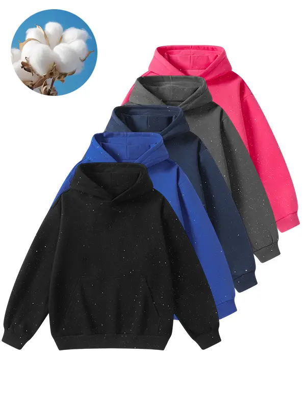 Unisex Starry Point fleece pullover hoodie for men and women, made of cotton with kangaroo pockets and long sleeves, casual streetwear for autumn and winter