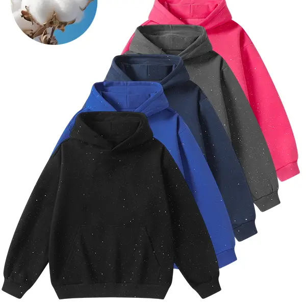 Starry Point fleece pullover hoodie for men and women, made of cotton with kangaroo pockets and long sleeves, casual streetwear for autumn and winter